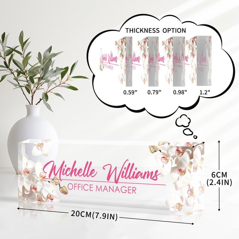 Desk Name Plate Personalized Name Plate for Desk, Office Desk Decor, 3D Style Personalized Plaque Name Plates for Desks Custom Appreciation Gifts for Boss Lady Employee Coworkers (Pink Orchid) - Image 4