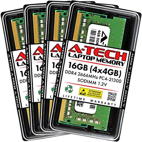 A-Tech DDR4 RAM 16GB Kit (4x4GB) 2666MHz PC4-21300 SODIMM Laptop Memory by A-TechComponents