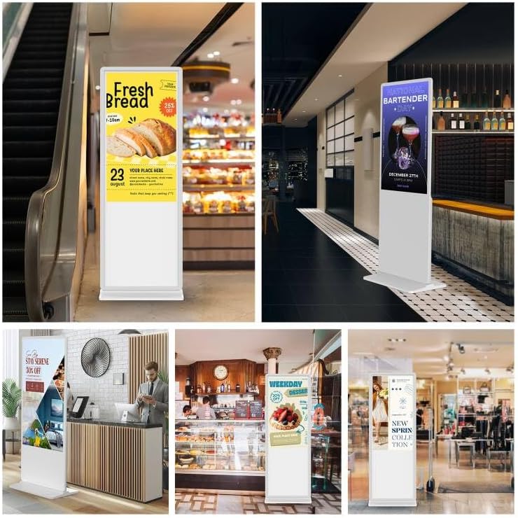 65 inch Indoor Digital Signage 4K LCD Screen IPS Floor Standing Digital Kiosks Interactive Displays with WiFi HDMI/USB Input Auto AD Player, Android OS White - Image 2