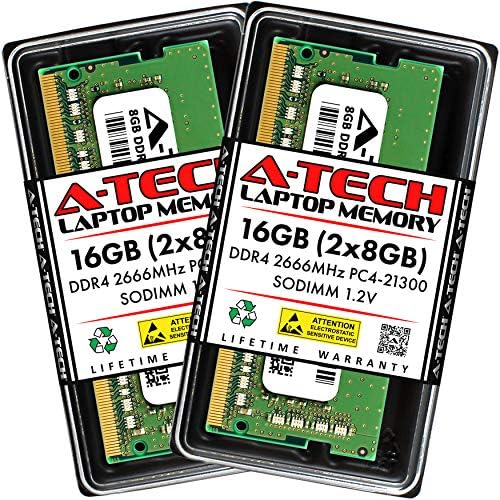 A-Tech DDR4 RAM 16GB Kit (2x8GB) 2666MHz PC4-21300 SODIMM Laptop Memory by A-TechComponents