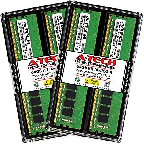 A-Tech 64GB Kit (4x16GB) RAM for Dell OptiPlex XE3, 7070, 7060, 5070, 5060 (Tower/SFF) | DDR4 2666 MHz DIMM PC4-21300 UDIMM Memory Upgrade by A-TechComponents