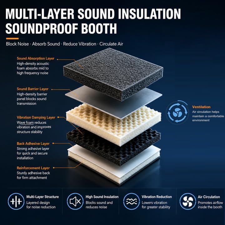 Soundproof Booth with 1 Person Single Work Pod (Blue) - Image 6