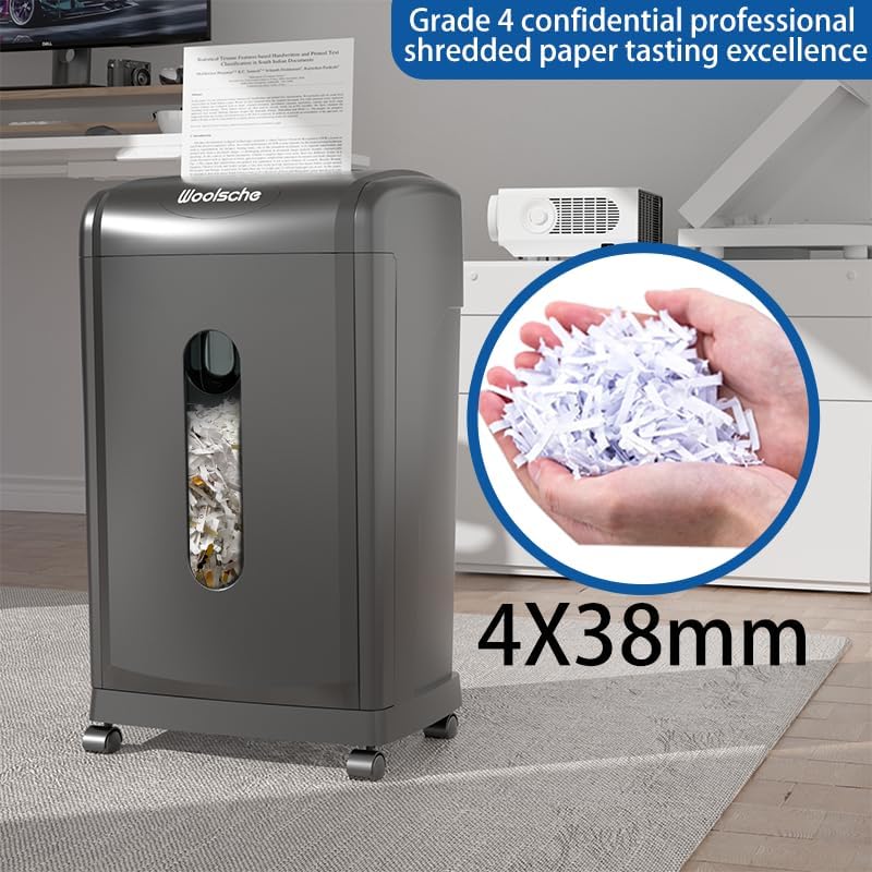 Majnesvon 19-Sheet Cross Cut Paper Shredder - P4 Security & Ultra Quitet, 7.93 Gallons Pullout Waste Bin & Auto Reverse, Heavy Duty Paper/Credit Cards/Staple/Clips Shredder for Home Office (19-Sheet) - Image 2