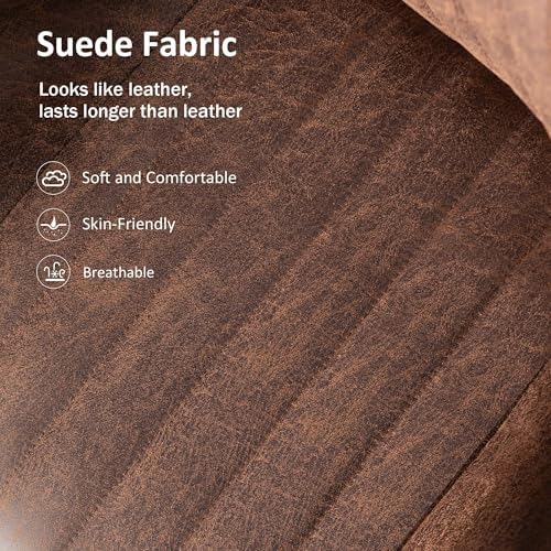 Mid Back Home Office Chair, Mid Century Modern Leather Computer Desk Chair, Comfy Executive Rolling Swivel Task Chair with Wheels Armrest Height Adjustable,Dark Brown - Image 6