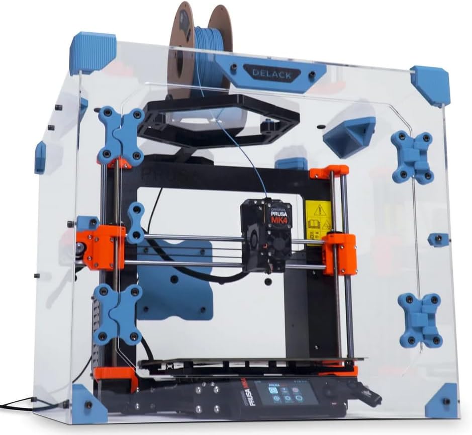 DELACK 3D Printer Enclosure for Bambu Lab A1 Mini, Prusa MK4, MK3 & Mini with LED Light | IKEA Lack Table Enclosure Kit | Ventilation Ready | Plexiglass Panels | DIY Printer Cabinet by 3DSOURCERER