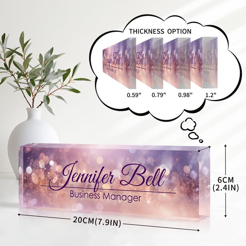 Desk Name Plate Personalized Name Plate for Desk, Office Desk Decor, 3D Style Personalized Plaque Name Plates for Desks Custom Appreciation Gifts for Boss Lady Employee Coworkers (Blissful Purple) - Image 4