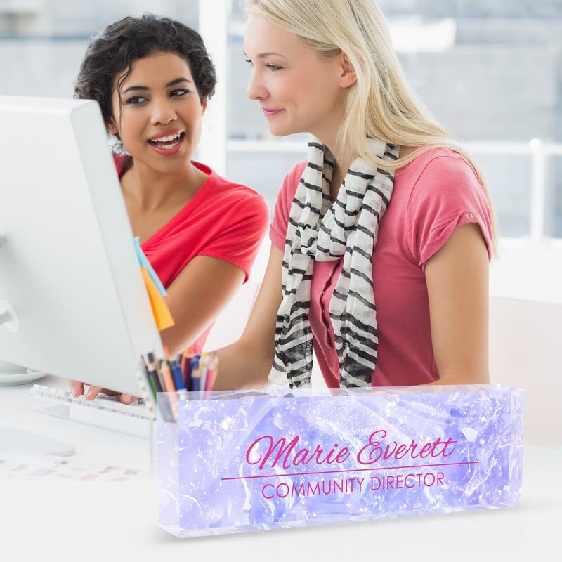 Desk Name Plate Personalized Name Plate for Desk, Office Desk Decor, 3D Style Personalized Plaque Name Plates for Desks Custom Appreciation Gifts for Boss Lady Employee Coworkers (Amethyst) - Image 5