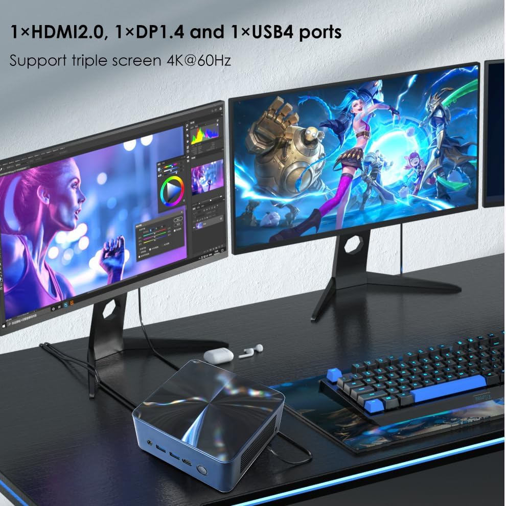 Mini PC Gaming,BREN7P AMD Ryzen 7 7840HS 5.1GHz Dual NIC LAN 2.5Gbps Desktop Compute 16GB DDR5 512GB PCIe4.0 SSD,USB4.0,Triple 4K Display,HDMI,DP,USB-C,WiFi 6 BT5.2,Multitasking - Image 4