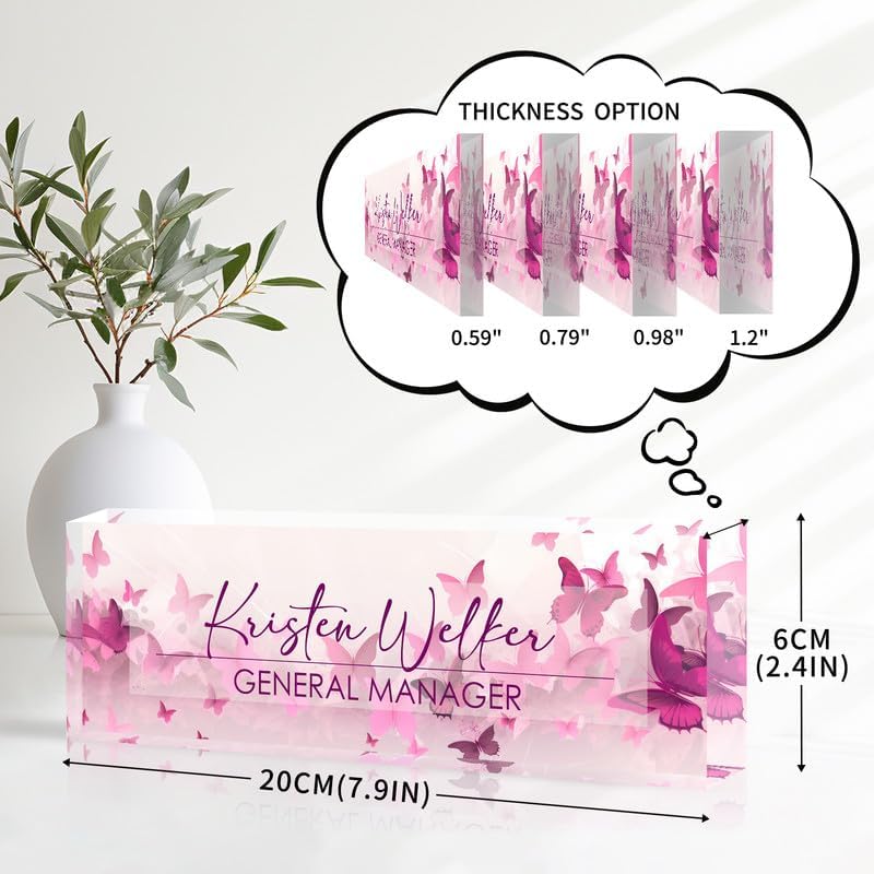 Desk Name Plate Personalized Name Plate for Desk, Office Desk Decor, 3D Style Personalized Plaque Name Plates for Desks Custom Appreciation Gifts for Boss Lady Employee Coworkers (Pastel Butterfly) - Image 4