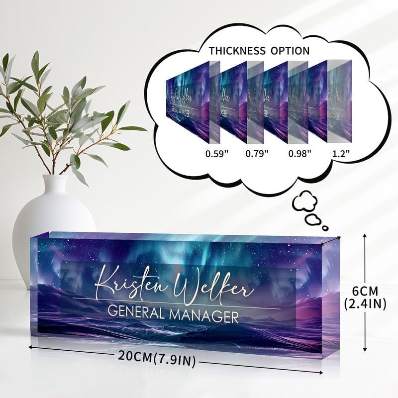 Desk Name Plate Personalized Name Plate for Desk, Office Desk Decor, 3D Style Personalized Plaque Name Plates for Desks Custom Appreciation Gifts for Boss Lady Employee Coworkers (Aurora Polaris) - Image 4