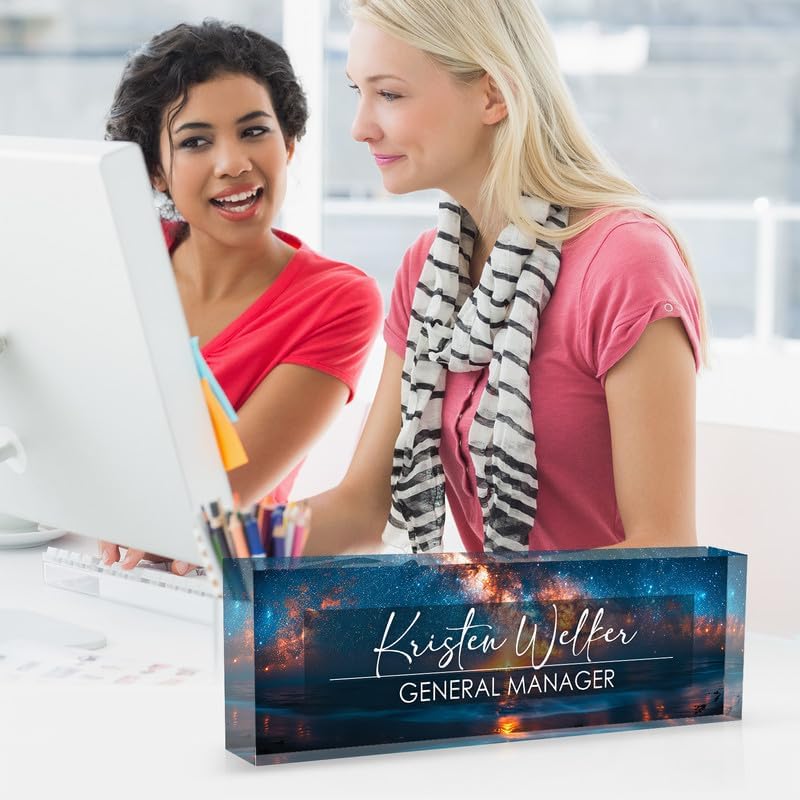 Desk Name Plate Personalized Name Plate for Desk, Office Desk Decor, 3D Style Personalized Plaque Name Plates for Desks Custom Appreciation Gifts for Boss Lady Employee Coworkers (Vast Celestial) - Image 5