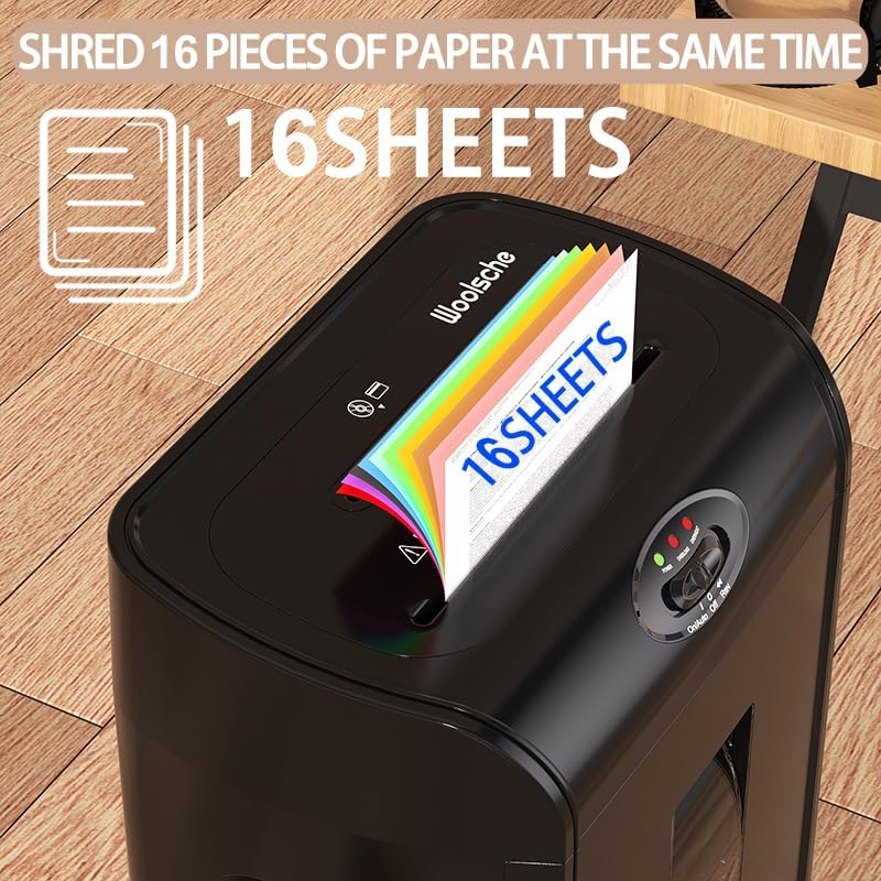 Paper Shredder, 16-Sheet Cross Cut with 4.76-Gallon Pull Out Basket, P-4 Security Level, 3-Mode Design Shred Paper and CD/Credit Card, Durable&Fast with Jam Proof System Shredder for Office - Image 4