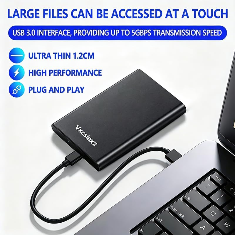 2TB Portable External HDD - USB 3.0/2.0 Compatible, Shock/Dust/Rain Resistant for Mac & PC - Image 2
