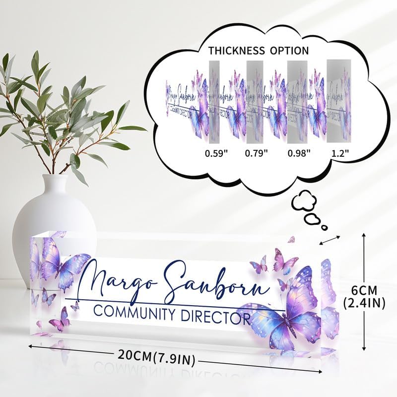 Desk Name Plate Personalized Name Plate for Desk, Office Desk Decor, 3D Style Personalized Plaque Name Plates for Desks Custom Appreciation Gifts for Boss Lady Employee Coworkers (Colorful Butterfly) - Image 4