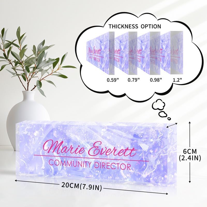 Desk Name Plate Personalized Name Plate for Desk, Office Desk Decor, 3D Style Personalized Plaque Name Plates for Desks Custom Appreciation Gifts for Boss Lady Employee Coworkers (Amethyst) - Image 4
