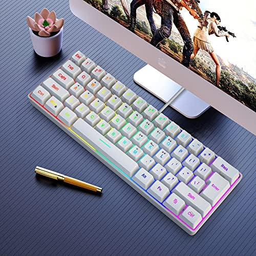 Snpurdiri 60% Wired Gaming Keyboard, 61 Keys RGB Backlit Wrist Rest Ultra-Compact Mini Waterproof Keyboard for PC Computer Gamer (White) - Image 6
