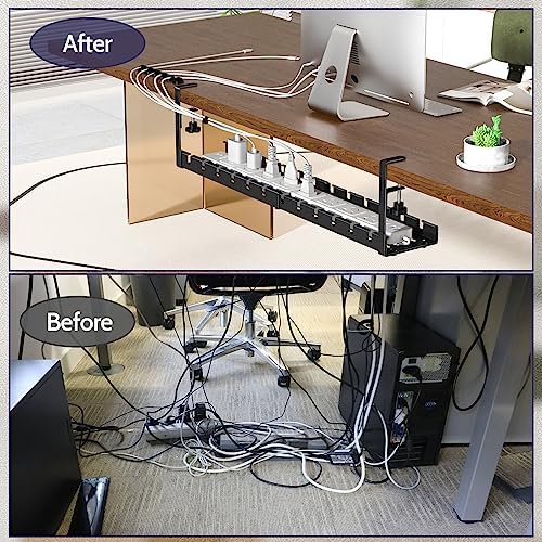 Shikha Cable Management Under Desk, 15.7"-31" Retractable Cable Management Tray, No Drilling Cord Organizer with Clamp for Desk, Under Table Wire Management Tray for Home Office - Image 2