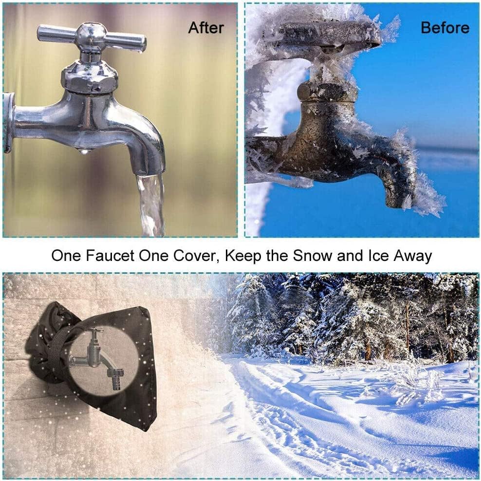 Outdoor Faucet Covers for Winter - 4 Pack Pro 6.7" W x 8.3" H Outdoor Water Faucet Cover Socks for Winter Freeze Protection Pipe Insulation Reusable Waterproof Insulated Spigot backflow Cover,Black - Image 2